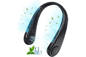 Gofady Neck Fan, Portable Hanging Neck Fan, Bladeless Rechargeable, 3 Speeds Headphone Personal Wearable Neckband Fan, 360° Airflow for Sports Travel Office Outdoor Indoor (Black)