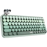 Coverzone Wireless Bluetooth Retro Silent Keyboard &ndash; Round Keyboard, Cat Ornament Accessory, 84 Keys, Portable, Smart Sleep Mod