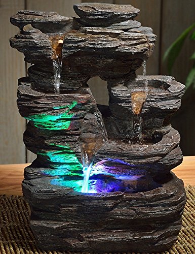 Indoor Water Feature Fountain Piedra with color changing LED 35 cm
