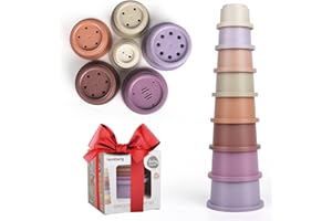 NORKBENG Tasse à Empilable Bébé pour 6 12 18 Mois, 8 Pièces Tour Gobelet Empilables, Jouets de Bain pour bébé Enfant Jeux , Jouet de Sable, jeu d'Empilage Montessori Cadeau Éducatif pour Garçons et Filles