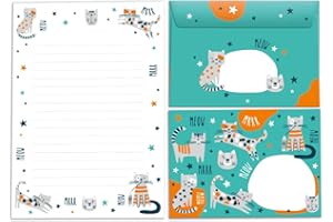 Junapack Paper-Media Set de papier à lettre pour enfants avec enveloppe pour filles et garçons (bloc A5 avec 25 feuilles + 15 enveloppes)