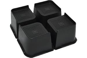 MIIX HOOM Lot de 4 rehausseurs de lit en Plastique résistant de 10 cm avec Ouverture supérieure de 11.5 cm, Noir