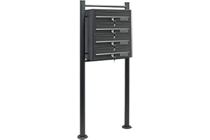 Wiltec Cassetta postale condominiale autoportante 4 posti, 1 modulo, antracite 513 x 270 x 1500 mm