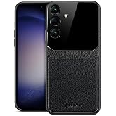 Zebana Samsung Galaxy A34 ile Uyumlu Kılıf Zebana Lens Deri Kılıf Siyah