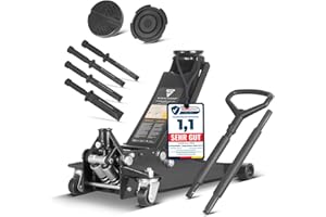 ‎STAHLWERK STAHLWERK Hydraulischer Wagenheber mit 3 t Tragkraft - extra flach, 73-500 mm Hubbereich, gummierte Rollen, Doppelhubkolben, Rangierwagenheber, Hydraulik-Wagenheber, schwarzer Autoheber, WHB-73 ST