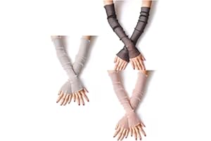 TSUOUKL 3 Paar Armstulpen für Damen, lang, ultradünn, Spitze,durchsichtige Stulpen, Damen, kühlender Sonnenschutz Tül Fingerlose Armstulpen Perfekt Party Outdoor Sportaktivitäten