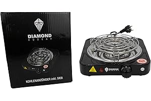 DIAMOND HOOKAH Premium Shisha Kohleanzünder 1000 Watt elektrisch für Shisha Kohle inkl. Schutzgitter- 5 Stufen Hitze, Kohlen Ofen, Kohlenanzünder elektrisch - 1000 Watt