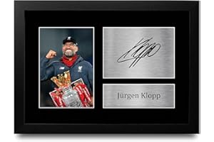 HWC Trading FR Jurgen Klopp Gift Signed FRAMED A4 Printed Autograph Liverpool Gifts Photo Display