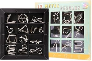 Joyeee 12-Piece Metal Wire Puzzle Magice Brain Teaser IQ Test Wire Toy, Classic Educational Intelligence Toy for Adults and Kids