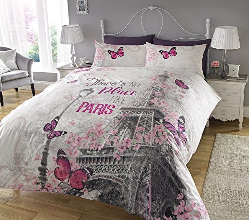 (Double) - New Paris Romance Duvet Cover & Pillowcase Set Bedding Digital Print Quilt Case Single Double King Bedding Bedroom Daybed (Double) by Pieridae