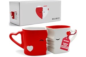 MIAMIO – Ensemble de Tasse à café Bisous en Céramique (Rouge)