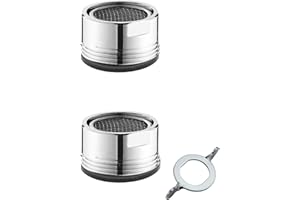 JeoPoom 2 PCS Filtro Grifo, Filtro Grifo Cocina 24mm Lavabo Filtro Aireador Grifo Cocina Filtro para Grifo Cocina Baño, Adaptador de Ahorro de Agua(2 Pcs Junta de Goma + 1 Pcs llave)