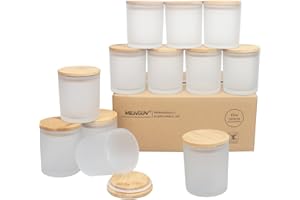 MILIVIXAY Confezione da 12 barattoli per candele in vetro spesso bianco smerigliato da 283,5 g, con coperchio, barattoli vuoti per candele – contenitori per spezie e polvere.