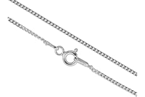 Aka Gioielli® - Chaîne Maille Gourmette 1.3 mm Argent Fin Sterling 925 Rhodié - Collier Femme Longueurs: 35 40 45 50 55 60 65 70 80 cm