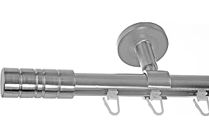 BASIT Innenlauf Gardinenstange 1 läufig 240 cm lang Edelstahl Look I Gardinenstange Deckenmontage 1 läufig Ø20mm I In 120-600cm verfügbar I D30