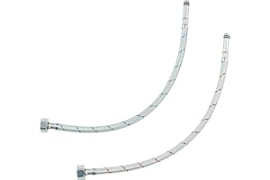 LEADAHEAD Flexible Tap Connectors Tap Tails M10 (10mm) x 1/2" Fitting 40cm Long Flexible Pipe for Monobloc Mixer Tap Pair of Stainless Steel Braided Water Supply Hose (2 Pcs)