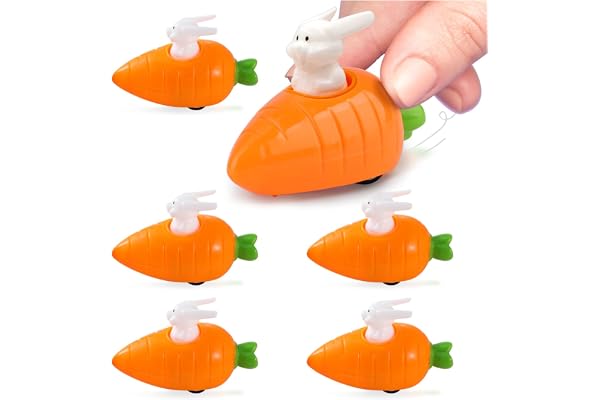 Festicy Lapin de Paques a remonter, Carottes, 6 pièces I Jouets de Course I pour Paques Enfant I Decoration Paques 2026 I Cadeau Paques Enfant I Cadeau Paques Bebe I Jouets Paques I Jouet Bebe 1 an