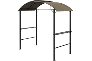 Outsunny Pavillon de barbecue 1,1 x 2,3m BBQ avec crochets, abri de barbecue Pavillon de jardin résistant aux intempéries avec toit en polyester, 2 étagères latérales, pour grils jusqu'à 100 cm,
