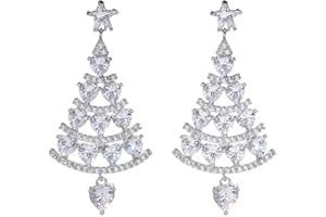 WSRRDRECVHi Christmas Tree Earrings,Zircon Dangle Earrings Stud Drop,Christmas Tree Dangle Earrings Jewelry for Women Girls Present Valentines Birthday Anniversary Christmas