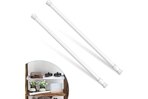 HIMOMO Pack of 2 Extendable Clothes Rails, 40 - 70 cm Telescopic Rod Clamping Rod, No Drilling, Wardrobe Rail of Hangers, Adjustable for Wardrobe, Cupboard, Kitchen, Bathroom, White