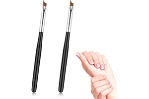 SLIVERDEW 2 Pcs Oblique Head French Tip Nail Brush, Professional French Manicure Brush, Black Handle UV Gel Acrylic Painting Drawing Pen, Manicure Tool(Black)
