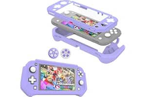 FIWWAT Switch Lite Coque de Protection pour Nintendo Switch Lite, Compatible avec Nintendo Switch Lite avec Protecteur d'écran en PC intégré, Coque avec 2 Capuchons pour Les Pouces, Violet