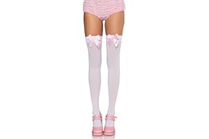 Leg Avenue Womens Satin Bow Accent Thigh Highs
