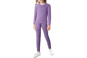 BONNY BILLY Ropa Interior Térmica Esquí Niña Niño Camiseta Capa Base Manga Larga y Pantalones Lana Invierno