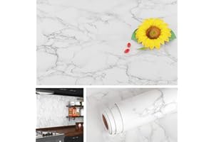 Livelynine Papel Pintado Pared Marmol Blanco Papel Marmol Adhesivo Muebles Vinilo Encimera Cocina Mate Vinilo Adhesivo para Encimera de Cocina Baño Vinilo Cocina Blanco Encimeras Laminada 40CMX2M