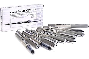 uni-ball UB-157 Eye Rollerball Pens. Premium Fine 0.7mm Ballpoint Tip for Super Smooth Handwriting, Drawing, Art, Crafts and Colouring. Fade and Water Resistant Liquid Uni Super Ink. Box of 12 Black