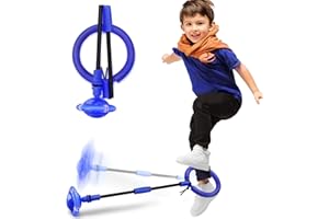 SINWIND Bola de Salto de Tobillo, Skip It, Anillo de Salto Intermitente, Anillo de Salto de Tobillo Plegable, LED Saltar Bola para Niños, Equipo de Juguete de Fitness para Niños, Pelota de Baile (Azul)