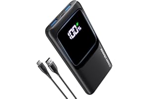 Coolreall Bateria Externa 10000mAh, Ultra Delgado & Compacto Power Bank con Gran Pantalla LED, 3A USB-C Entrada/Salida & 2 USB-A Salida Cargador Portátil Compatible con iPhone 14 13 Samsung Xiaomi etc