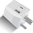 Ceptics Multi Plug Socket with USB C, 3 in 1 Multi Plug Port, 3 Pin Multi Plug Socket, Travel Adapter India to Type D Multiple Plug Socket for Laptops, Phones, CE - RoHS, White - 1 Pack