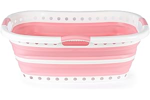 Beldray Składany kosz na pranie, 37 l, zakrzywiony kształt bioder dla wygody, lekki, 2-kierunkowy, antypoślizgowy ergonomiczny uchwyt, pranie na sucho i na mokro, oszczędność miejsca, składany kosz na