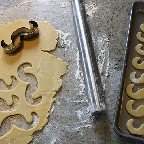 40cm Edelstahl Nudelholz von Belle Vous – Zum Backen, Glasieren, zum Dekorieren von Kuchen, Gebäck, Brot & Süßem – Antihaftbeschichtet & Spülmaschinenfest – Unentbehrliche Hilfe für Ihre Küche - 5
