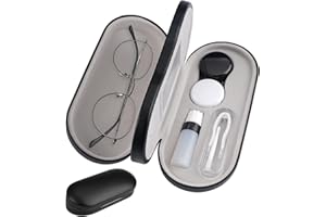 PETGLIMMER Estuche 2 en 1 para Lentes de Contacto y Gafas, Portátil Estuche para Anteojos Doble, Funda Gafas y Lentillas 2 en 1 , Gafas Contenedor para Viajes al Aire Libre Incluye Pinza y Botella de Solución