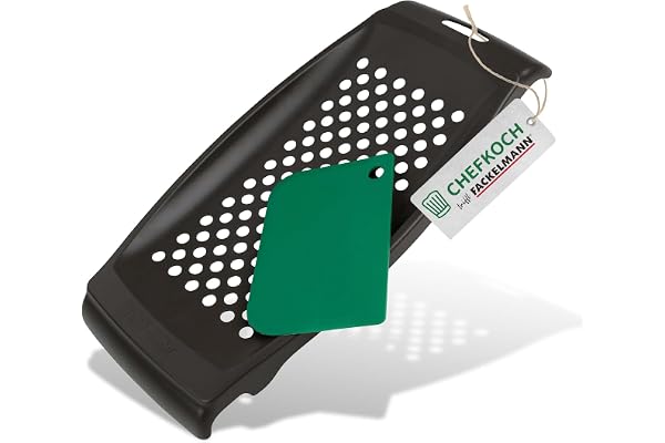 FACKELMANN Chefkoch Râpe à spätzle avec grattoir – Râpe à spätzle en deux parties en gris/vert – Idéal pour les spätzle et les boutons – Presse à spätzle avec grattoir pour une pression facile