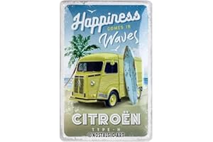 Nostalgic-Art Targhe Vintage Citroen Type H – Happiness – Idea Regalo per Accessori per Auto, in Metallo, Design Retro per Decorazione, 20 x 30 cm