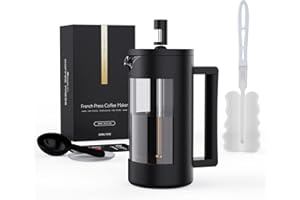 RAINBEAN Cafetiere Coffee Press 2 Cups/350ml, Glass French Press Coffee Maker - 3 Level Filtration System, Heat Resistant Borosilicate Glass, Easy Clean, BPA Free