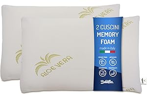 Baldiflex Emporio, Coppia di Cuscini Saponetta Memory Foam, Aloe Vera, Altezza 11 cm, Soffice