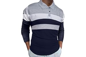 Vohiko Polo Shirts for Men Adult Long Sleeve with Button Turn-Down Collar T Shirt Casual Rugby Shirts Tee Tops Business Work Tops Golf Shirts