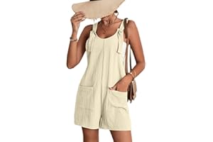 Beauace Pagliaccetto Corto Donna Estivo Tuta con Spalline da Donna Monopezzi e Tutine Jumpsuit Spiaggia Vacanza con Tasche Casual Outfit Senza Maniche