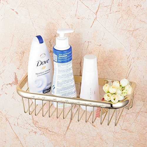 Hiendure® 30cm Duschecke Bad Regal für Dusche oder Badewanne Bad Duschregal Badregal Eckablage Regal Korb Ablage,Poliert Gold - 3