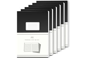 JiaWei Notatnik A6 w kratkę, 32 arkusze 64 strony, 80 g/m², notatnik, papier chroniący oczy, okładka z czarnego papieru artystycznego
