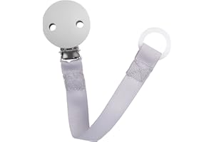 babynova Schnullerband mit Clip und Silikonring - Schnullerhalter kompatibel mit jedem Schnullern - Kinderwagen Zubehör - BPA-frei - Grau