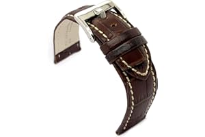 diloy Sportliches gepolstertes Uhrenarmband Rindsleder Krokoprägung quadratisch – Größen 14mm 16mm 18mm 20mm 22mm 24mm 26mm 28mm 30mm – Elegant und widerstandsfähig 368