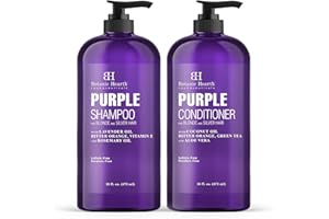 BOTANIC HEARTH Purple Shampoo and Conditioner Set - for All Shades of Blonde, Silver and Gray Hair - Enhances Highlights - Sulfate Free, Paraben Free, 16 fl oz each