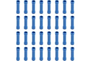 Ruidee 100 Pezzi Connettori di Testa Terminali Elettrici a Crimpare di Connettori Femmina e Maschio Terminali Elettrici a Vanga Isolati Connettori di Testa a Crimpare per Cavi da 0.5–6 mm² (PTG/Blue)