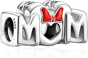 H.ZHENYUE Jewelry Best Mom Heart Beads fit Bracelet Necklace for Woman Girls,925 Sterling Silver Pendant Beads with Cubic Zirconia,Happy Birthday Christmas Halloween Valentine's Day Gifts