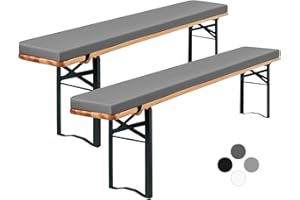 ‎SHOWGEOUS Showgeous 2er-Pack Bierbankauflage Gepolstert für Bierzeltgarnitur Bankauflage 220x25x3cm XL Waschbare Bierbankauflagen Gepolstert Auflage für Biertisch & Partyzeltgarnitur(Grau,Wasserabweisend)